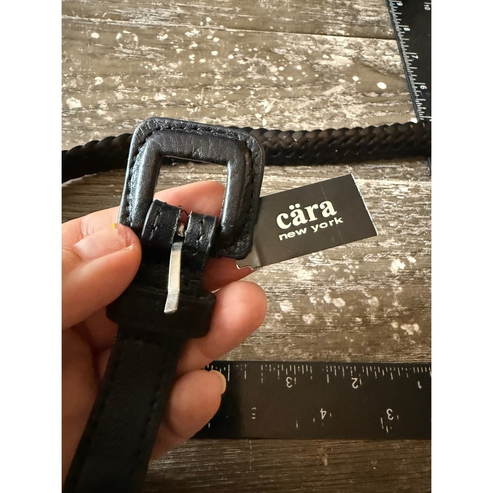 Cara New York Black Braided Woven Belt with Leather Wrapped Buckle BL-10815